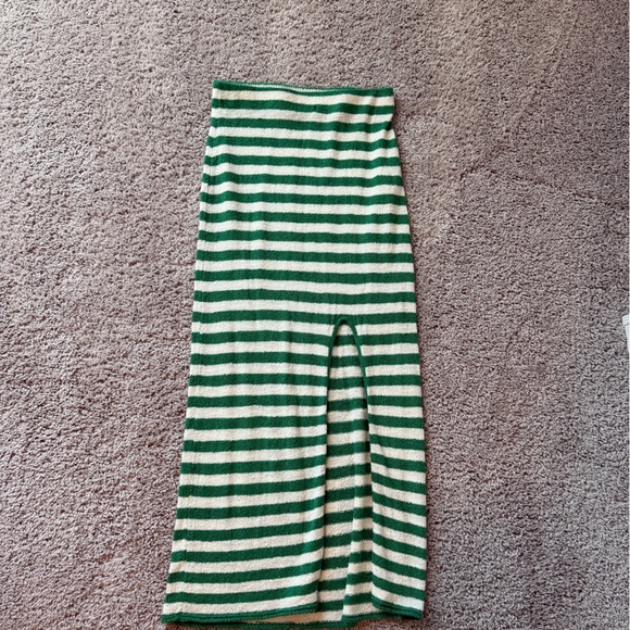 Green and Cream Striped Two-Piece Knit Set - Picture 2 of 3